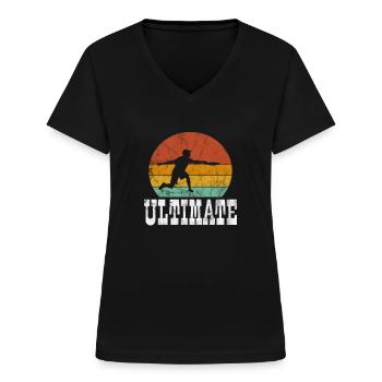 Ultimate Frisbee - Women's V-neck T-shirt - black - Front - Lela (165cm)