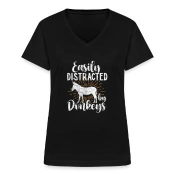 Âne - T-shirt col V Femme - noir - Devant - Lela (165cm)