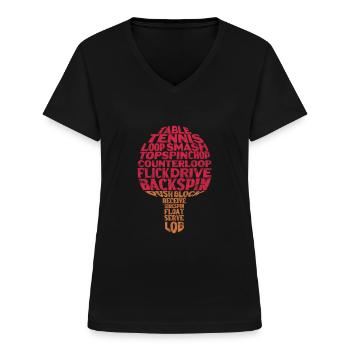 Ping-Pong Table Tennis - T-shirt col V Femme - noir - Devant - Lela (165cm)