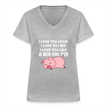 Pig - Women's V-neck T-shirt - sports grey - Front - Lela (165cm)
