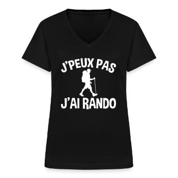 Je Peux Pas J'ai Rando - T-shirt col V Femme - noir - Devant - Lela (165cm)
