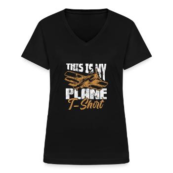 Pilot - Women's V-neck T-shirt - black - Front - Lela (165cm)