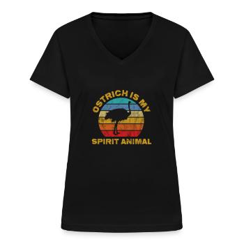 Strauß Vogel Tier Strauss Afrika Safari Geschenk - Frauen-T-Shirt mit V-Ausschnitt - Schwarz - Vorne - Lela (165cm)