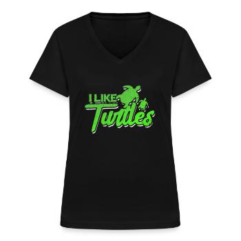 Tortue - T-shirt col V Femme - noir - Devant - Lela (165cm)
