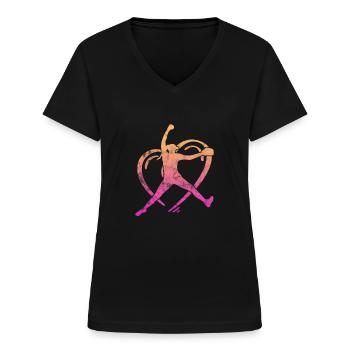 Softball - Frauen-T-Shirt mit V-Ausschnitt - Schwarz - Vorne - Lela (165cm)