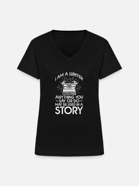 Autor - Frauen-T-Shirt mit V-Ausschnitt - Schwarz