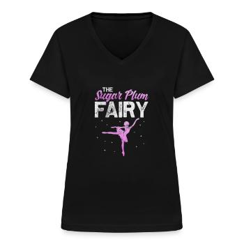Ballet - Women's V-neck T-shirt - black - Front - Lela (165cm)