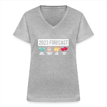 Schwangerschaft - Frauen-T-Shirt mit V-Ausschnitt - Grau meliert - Vorne - Lela (165cm)