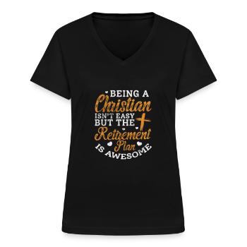 Bibel - Frauen-T-Shirt mit V-Ausschnitt - Schwarz - Vorne - Lela (165cm)