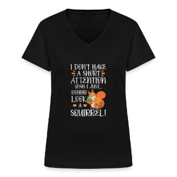 ADHS - Frauen-T-Shirt mit V-Ausschnitt - Schwarz - Vorne - Lela (165cm)