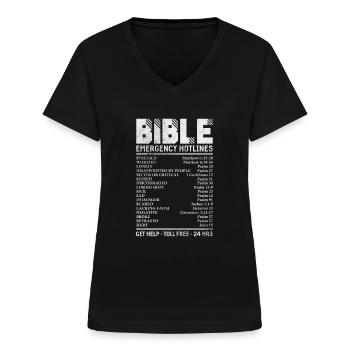 Bibel - Frauen-T-Shirt mit V-Ausschnitt - Schwarz - Vorne - Lela (165cm)
