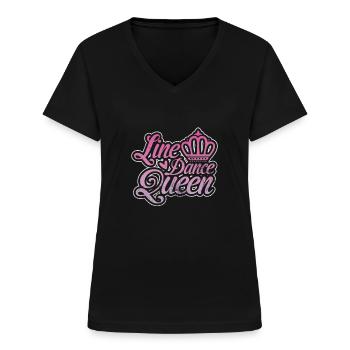 Linedance - Frauen-T-Shirt mit V-Ausschnitt - Schwarz - Vorne - Lela (165cm)