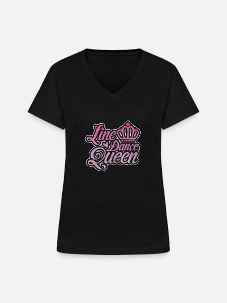 Linedance - Frauen-T-Shirt mit V-Ausschnitt - Schwarz