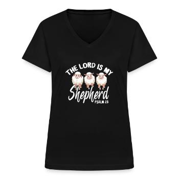 Bibel Bibelvers Christliche Sprüche Jesus Geschenk - Frauen-T-Shirt mit V-Ausschnitt - Schwarz - Vorne - Lela (165cm)