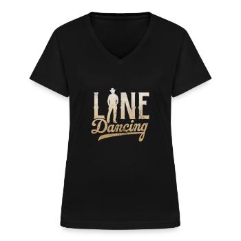 Linedance - Frauen-T-Shirt mit V-Ausschnitt - Schwarz - Vorne - Lela (165cm)