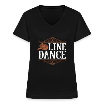 Linedance Country Line Dancer Linedancing Cadeau - Vrouwen T-shirt met V-hals - zwart - Voor - Lela (165cm)