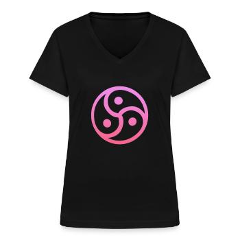 Sadomaso BDSM Domina SM Sado Maso Geschenk - Frauen-T-Shirt mit V-Ausschnitt - Schwarz - Vorne - Lela (165cm)