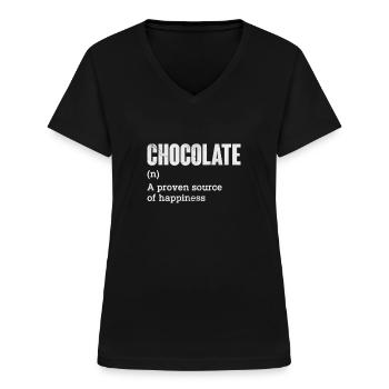 Schokolade - Frauen-T-Shirt mit V-Ausschnitt - Schwarz - Vorne - Lela (165cm)