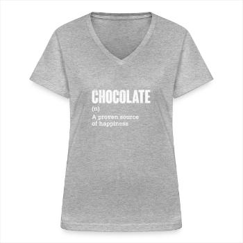 Schokolade - Frauen-T-Shirt mit V-Ausschnitt - Grau meliert - Vorne - Lela (165cm)