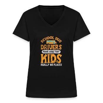 Busman - Women's V-neck T-shirt - black - Front - Lela (165cm)
