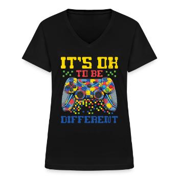 Autismus - Frauen-T-Shirt mit V-Ausschnitt - Schwarz - Vorne - Lela (165cm)