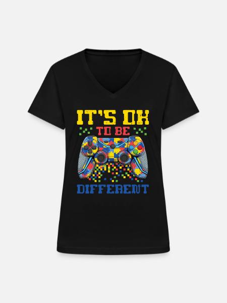 Autismus - Frauen-T-Shirt mit V-Ausschnitt - Schwarz