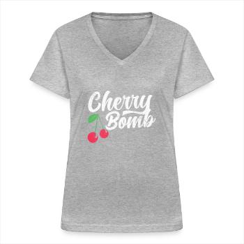 Cherry - Women's V-neck T-shirt - sports grey - Front - Lela (165cm)