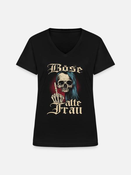 Böse Alte Frau - Frauen-T-Shirt mit V-Ausschnitt - Schwarz