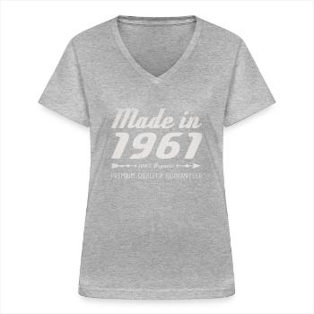 Made In 1961 Birthday Gift 61 Years Retro - Women's V-neck T-shirt - sports grey - Front - Lela (165cm)