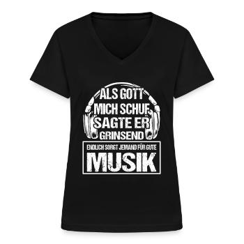 Musik Kopfhörer Musik produzieren - Frauen-T-Shirt mit V-Ausschnitt - Schwarz - Vorne - Lela (165cm)