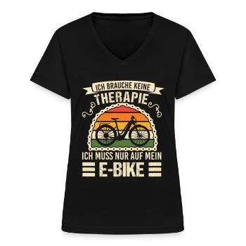 Elektrofahrrad Klapprad - Frauen-T-Shirt mit V-Ausschnitt - Schwarz - Vorne - Lela (165cm)