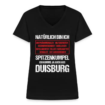 Duisburg Lustiger Spruch - Frauen-T-Shirt mit V-Ausschnitt - Schwarz - Vorne - Lela (165cm)