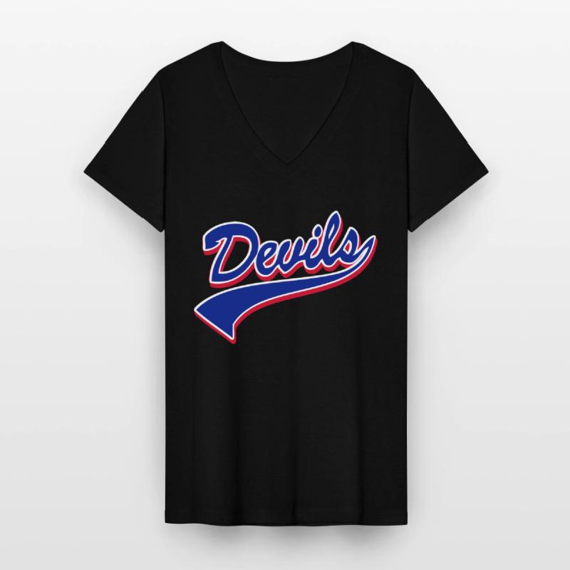 Devils Script Original Frauen-T-Shirt mit V-Ausschnitt