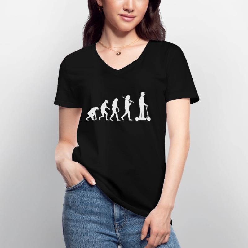 Evolution e Scooter Frauen-T-Shirt mit V-Ausschnitt