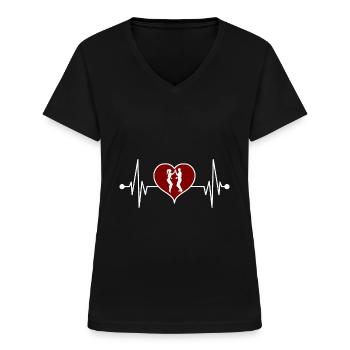 Salsa Tanz Tanzen Herzschlag für Tanzpaare Tänzer - Frauen-T-Shirt mit V-Ausschnitt - Schwarz - Vorne - Lela (165cm)