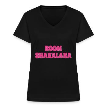 années quatre-vingt-dix - T-shirt col V Femme - noir - Devant - Lela (165cm)