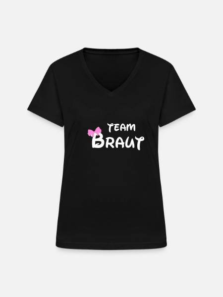 Team Braut - Frauen-T-Shirt mit V-Ausschnitt - Schwarz