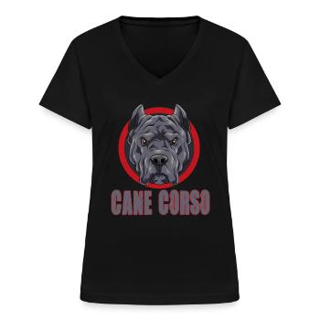 Cane Corso pour un propriétaire de Cane Corso Cane - T-shirt col V Femme - noir - Devant - Lela (165cm)