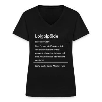 Lustige Logopäde Definition Logopädie Logopädin - Frauen-T-Shirt mit V-Ausschnitt - Schwarz - Vorne - Lela (165cm)