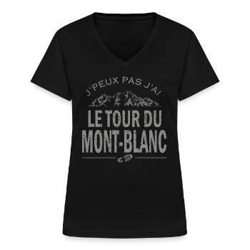 J'peux pas j'ai le tour mont-blanc sport randonnée - T-shirt col V Femme - noir - Devant - Lela (165cm)