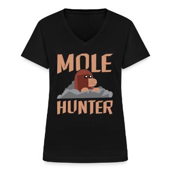 Mole Hunter Animal Hunter Wild Animal Mole - Women's V-neck T-shirt - black - Front - Lela (165cm)