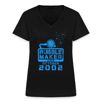 Plongeur Birthday Bubblemaker depuis octobre 2002 - T-shirt col V Femme - noir - Devant - Lela (165cm)