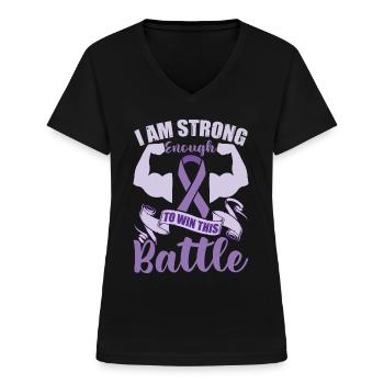 Purple Ribbon Epilepsy Awareness Men - Women's V-neck T-shirt - black - Front - Lela (165cm)