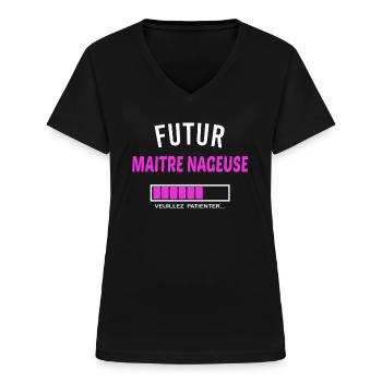 futur maitre nageuse - T-shirt col V Femme - noir - Devant - Lela (165cm)