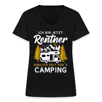 Wohnmobil Rentner endlich Zeit für Camping - Frauen-T-Shirt mit V-Ausschnitt - Schwarz - Vorne - Lela (165cm)