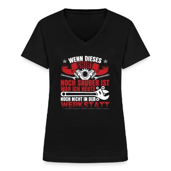 Autoschrauber Humor KFZ Mechaniker Auto - Frauen-T-Shirt mit V-Ausschnitt - Schwarz - Vorne - Lela (165cm)