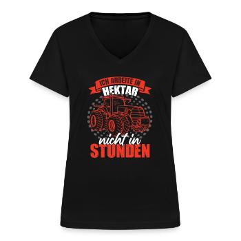 Bauern Traktor Sprüche Landwirtschaft - Frauen-T-Shirt mit V-Ausschnitt - Schwarz - Vorne - Lela (165cm)