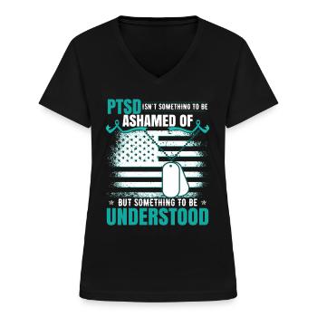 PTBS-Bewusstsein - Frauen-T-Shirt mit V-Ausschnitt - Schwarz - Vorne - Lela (165cm)