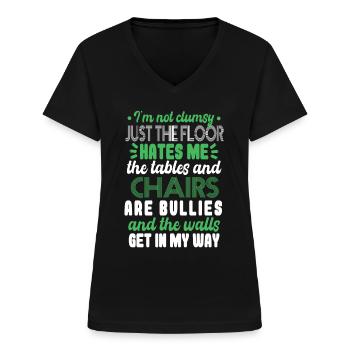 Drôle d’humour maladroit maladroit - T-shirt col V Femme - noir - Devant - Lela (165cm)