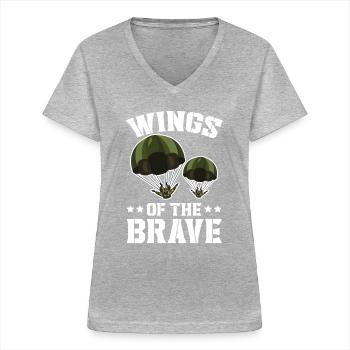 Paratroopers Skydiving Skydiving - Women's V-neck T-shirt - sports grey - Front - Lela (165cm)